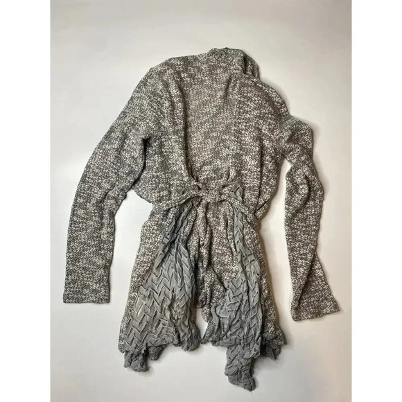 A'Reve Gray Knit Boho Lace Open Belted Cardigan Womens Size Small - Picture 7 of 7